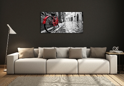 Glass wall art Red bike