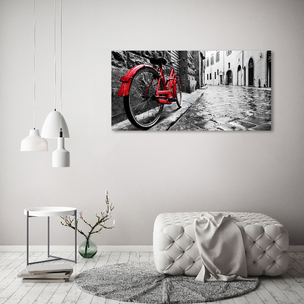 Glass wall art Red bike