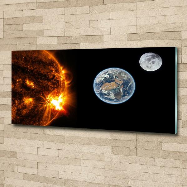 Glass art picture Solar system