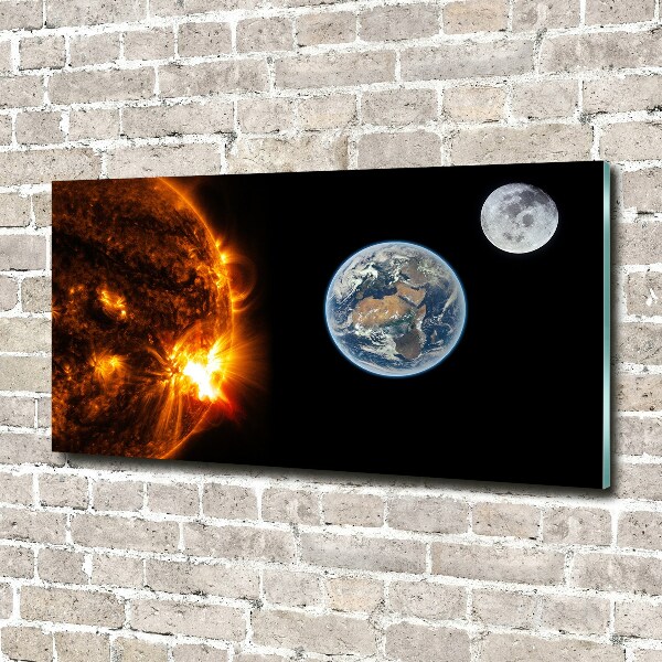 Glass art picture Solar system