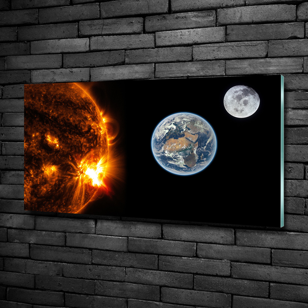 Glass art picture Solar system