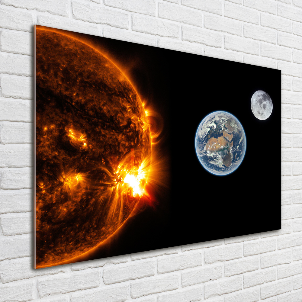 Glass art picture Solar system