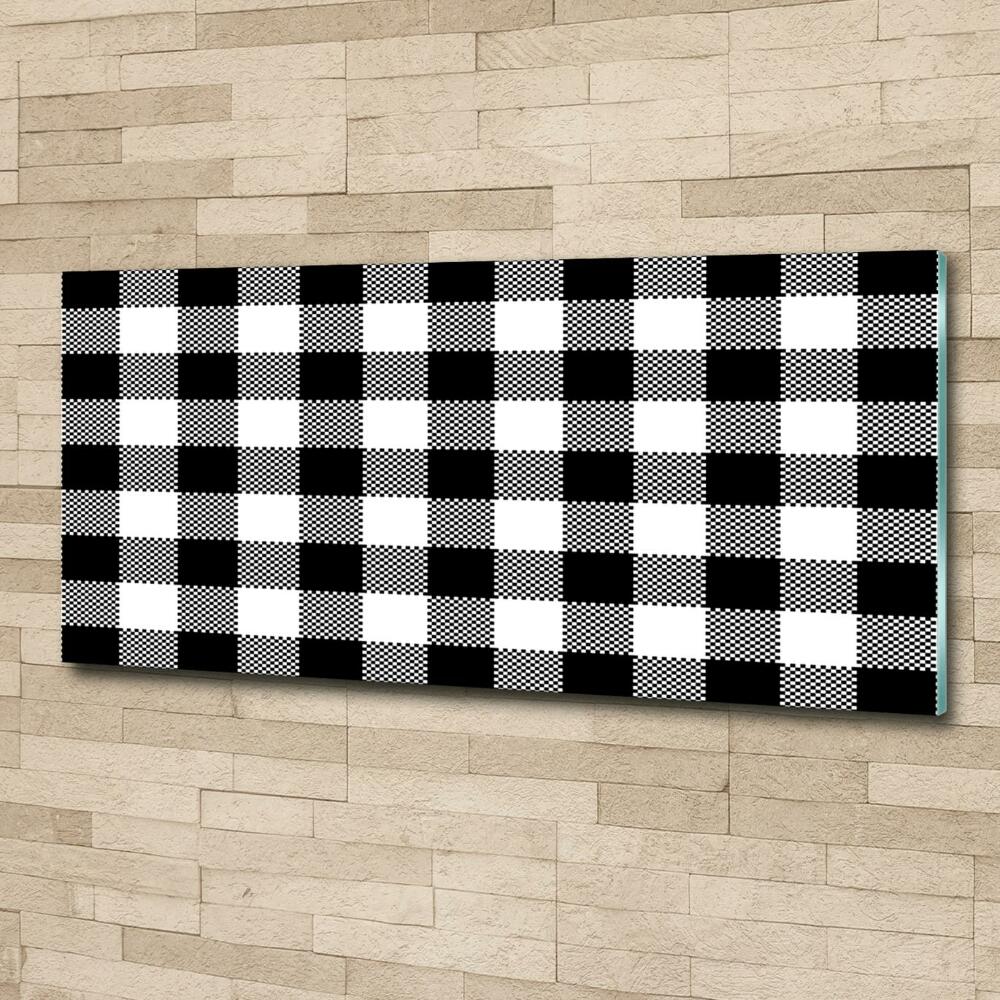 Glass wall art Black and white grille