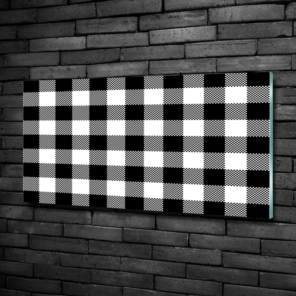 Glass wall art Black and white grille