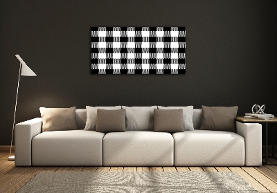 Glass wall art Black and white grille