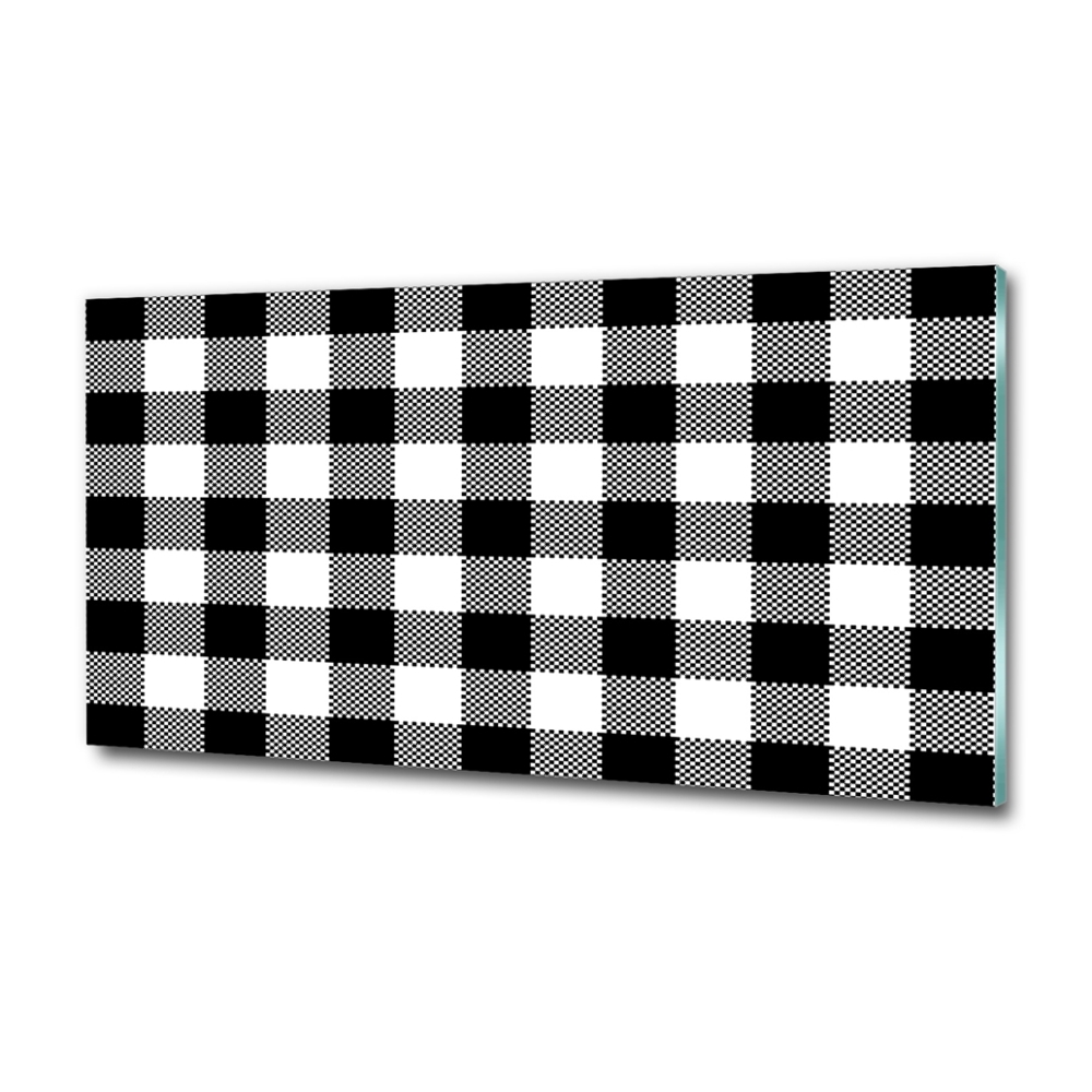 Glass wall art Black and white grille