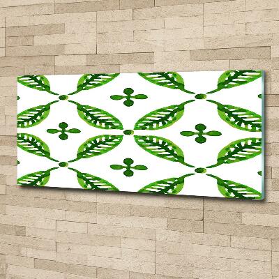 Printed glass wall art Green leaves