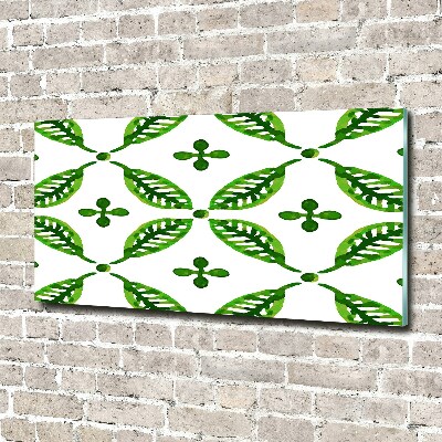 Printed glass wall art Green leaves