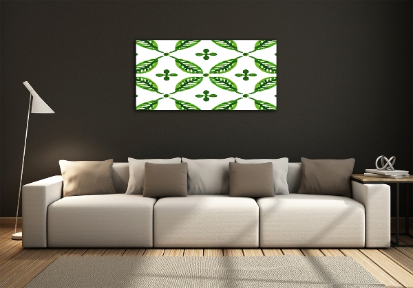 Printed glass wall art Green leaves