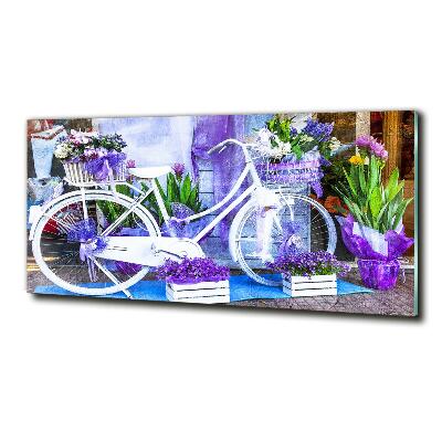 Wall art on glass White bike