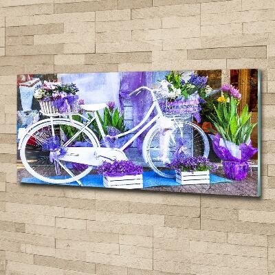 Wall art on glass White bike