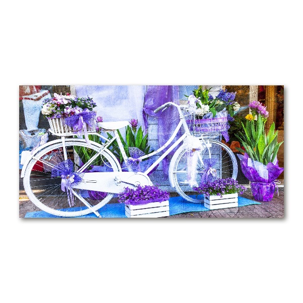 Wall art on glass White bike