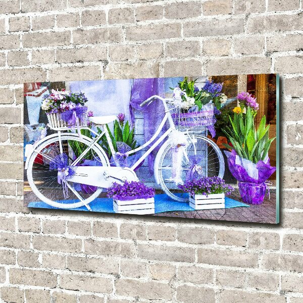 Wall art on glass White bike