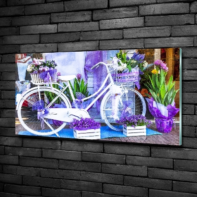 Wall art on glass White bike