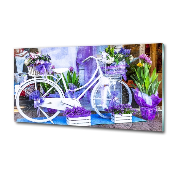 Wall art on glass White bike