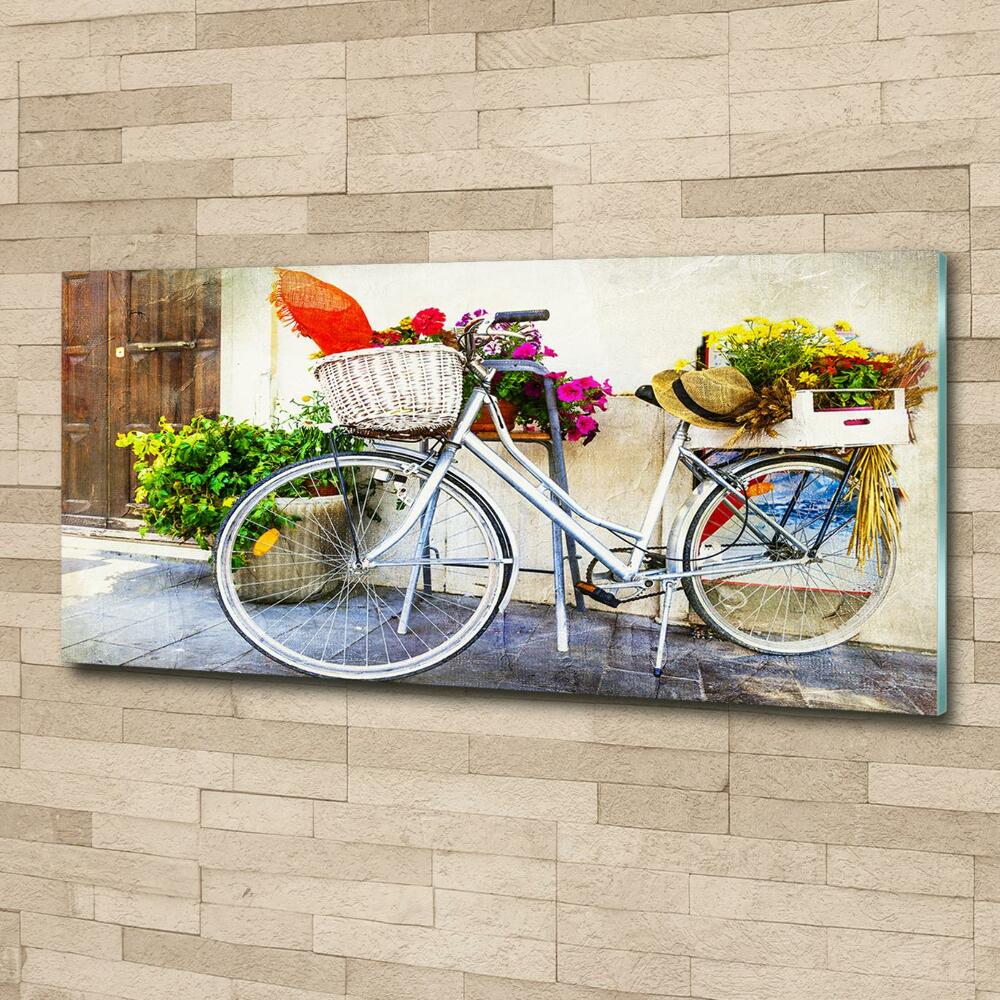 Glass wall art White bike