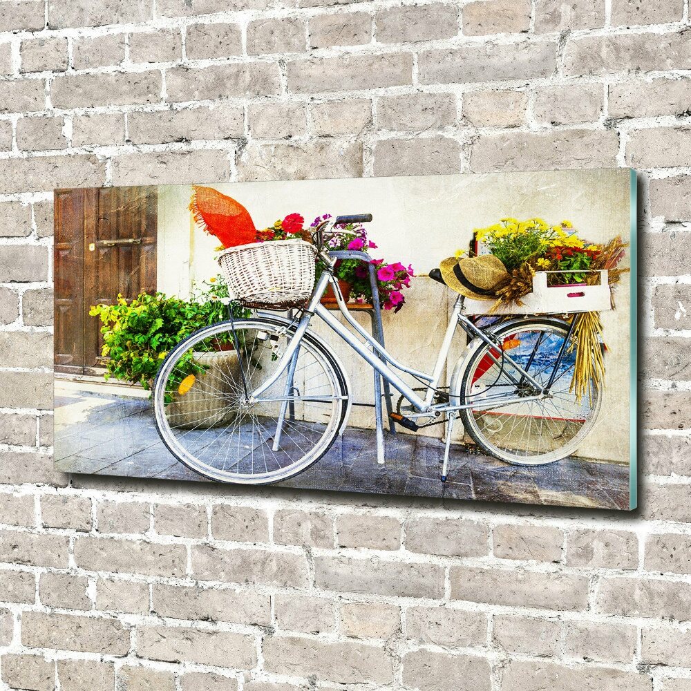 Glass wall art White bike