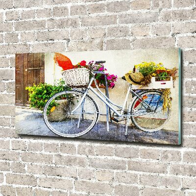 Glass wall art White bike