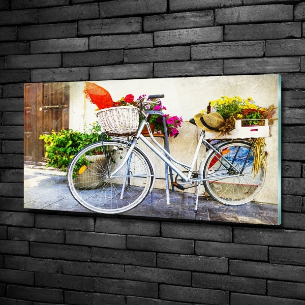 Glass wall art White bike