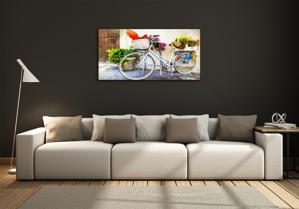 Glass wall art White bike