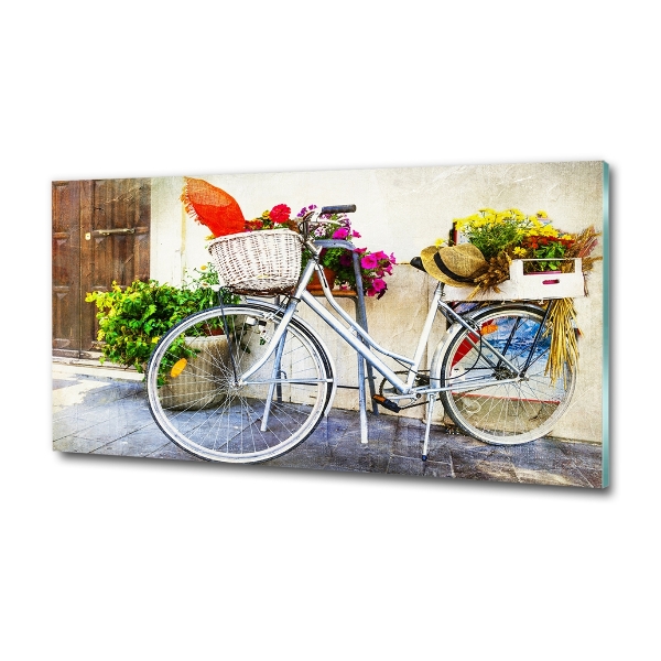 Glass wall art White bike