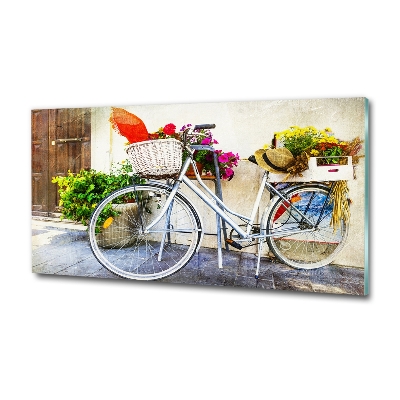 Glass wall art White bike