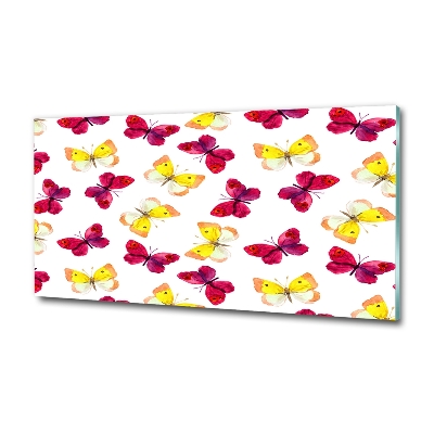 Printed glass wall art Butterflies and flowers