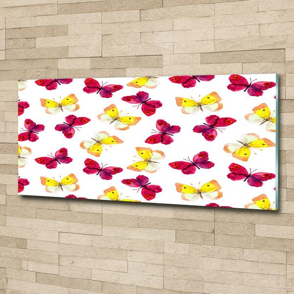 Printed glass wall art Butterflies and flowers