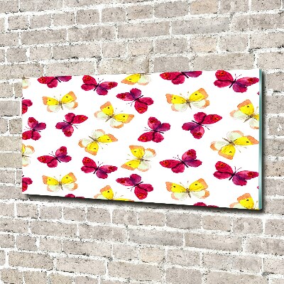 Printed glass wall art Butterflies and flowers