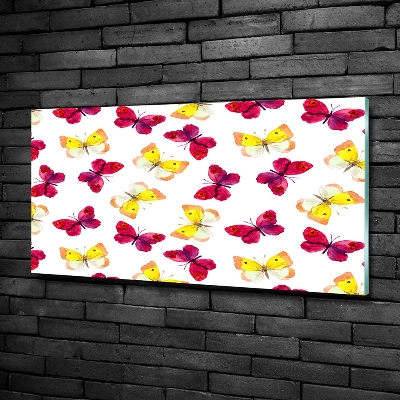 Printed glass wall art Butterflies and flowers