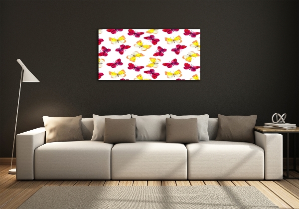 Printed glass wall art Butterflies and flowers