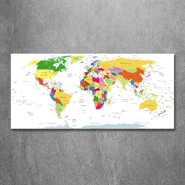 Wall art on glass World map