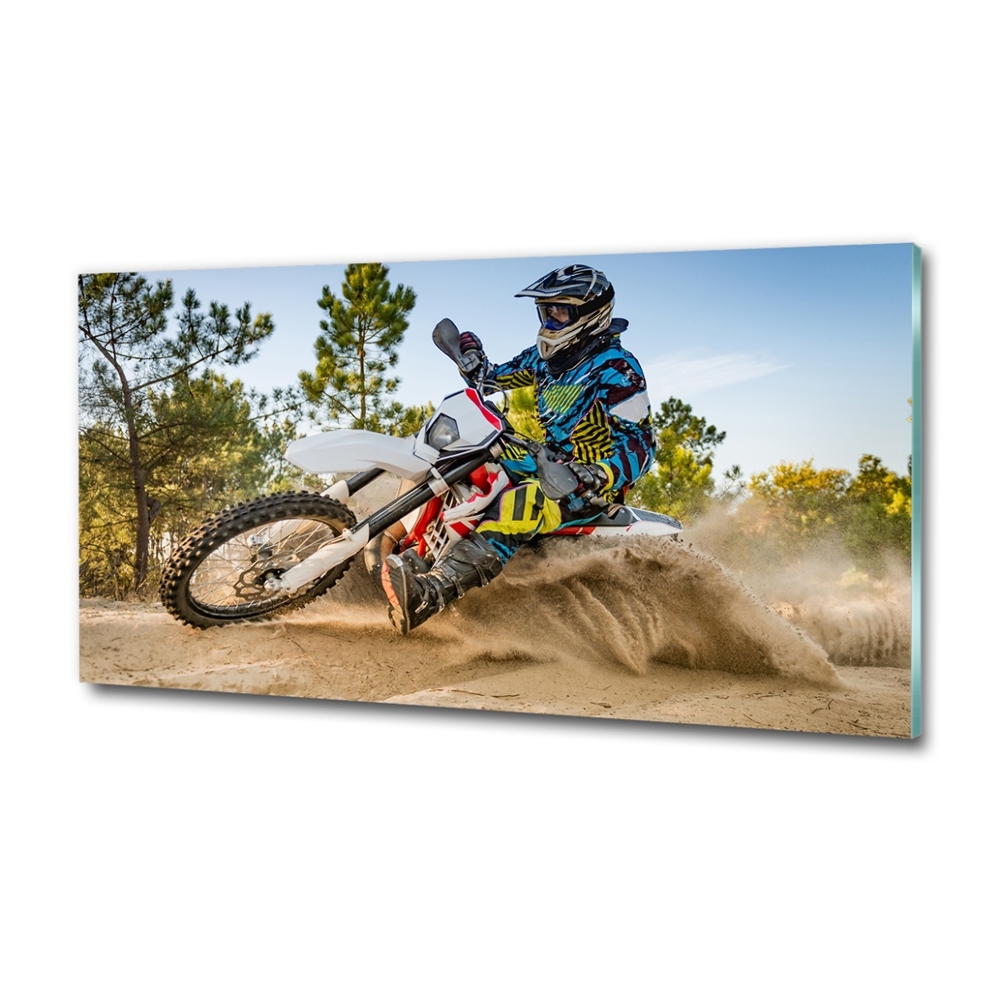 Glass art print Motocross