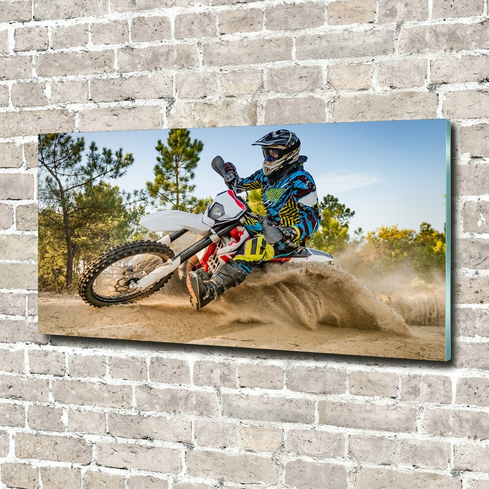 Glass art print Motocross