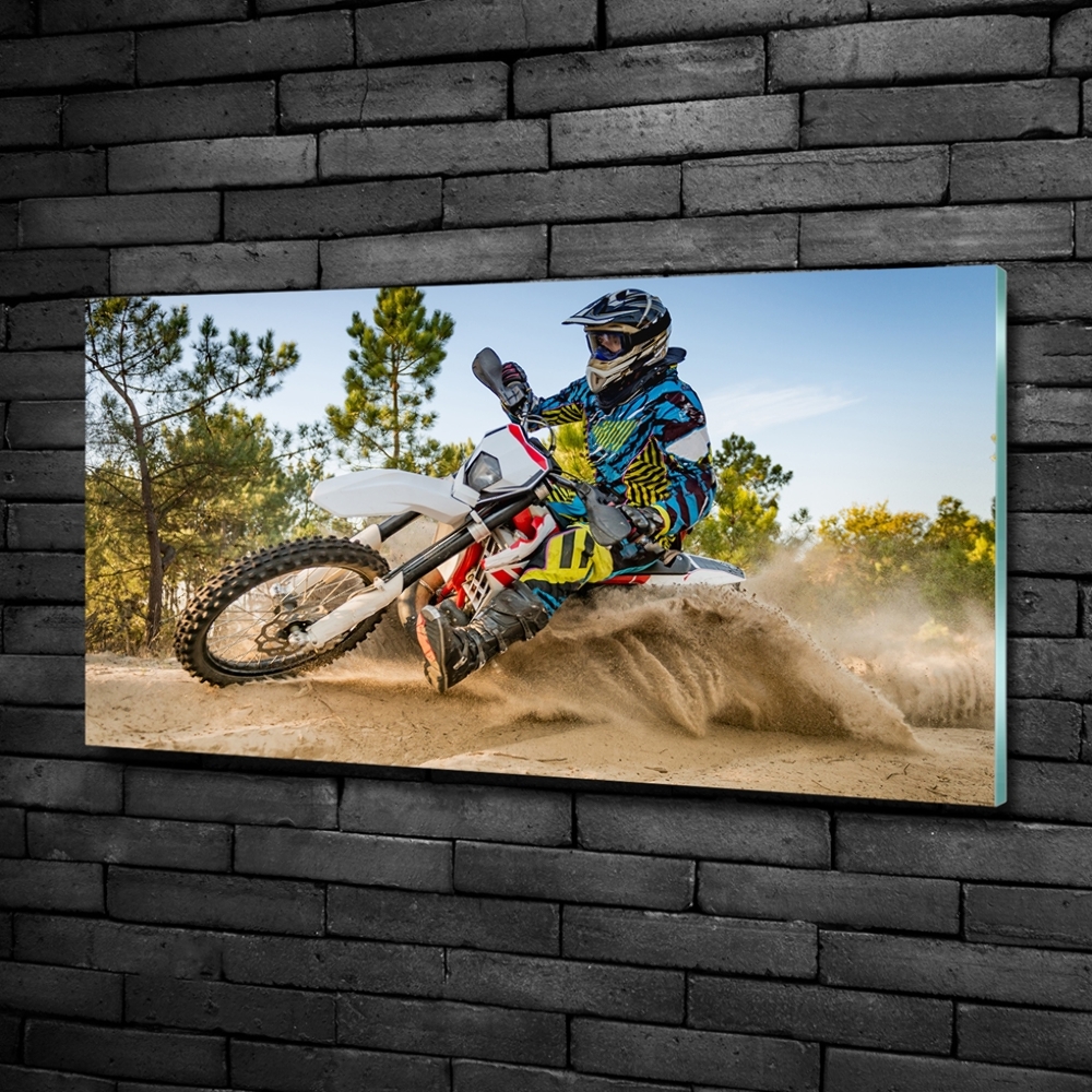 Glass art print Motocross