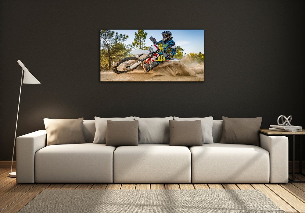 Glass art print Motocross