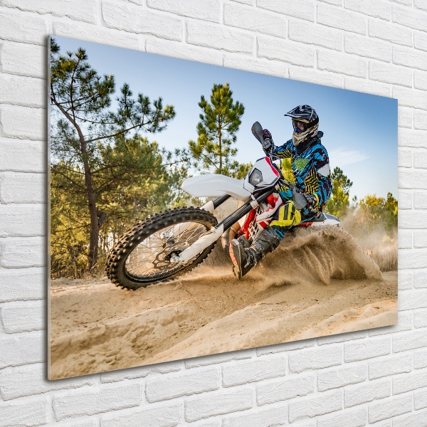 Glass art print Motocross