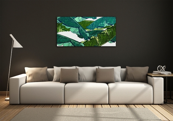 Glass picture wall art Banana leaves