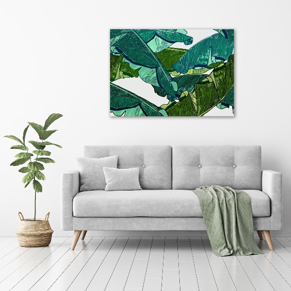 Glass picture wall art Banana leaves