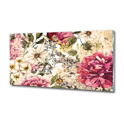 Printed glass wall art Floral pattern