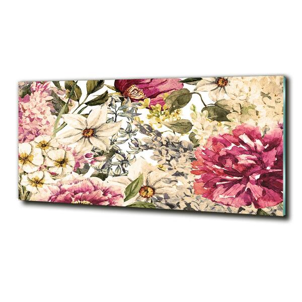 Printed glass wall art Floral pattern