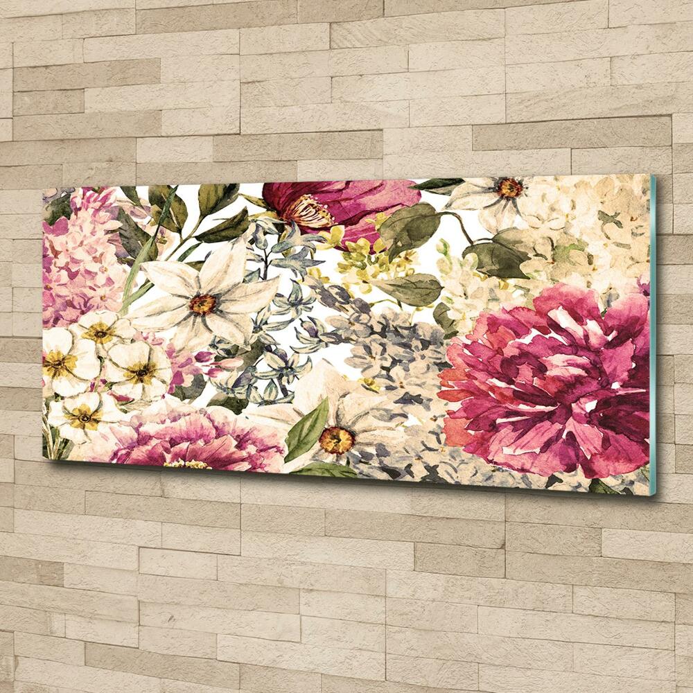 Printed glass wall art Floral pattern