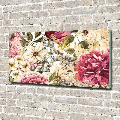 Printed glass wall art Floral pattern