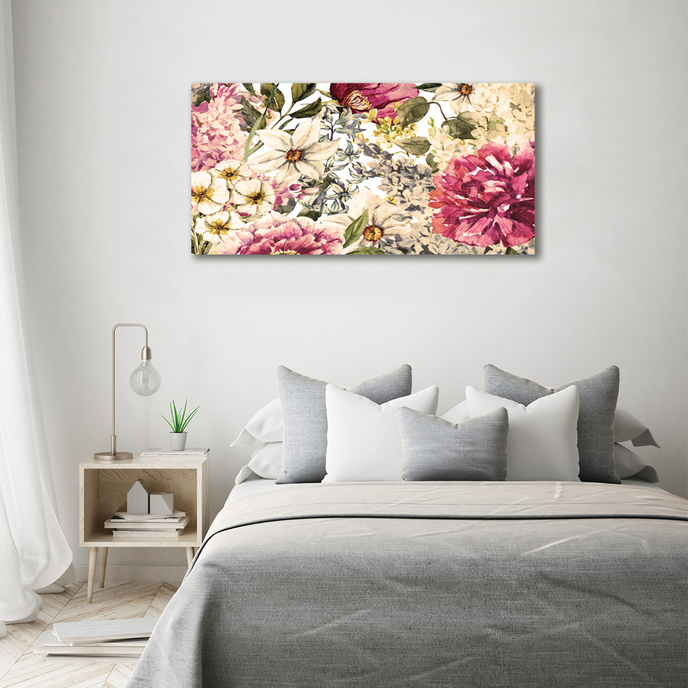 Printed glass wall art Floral pattern