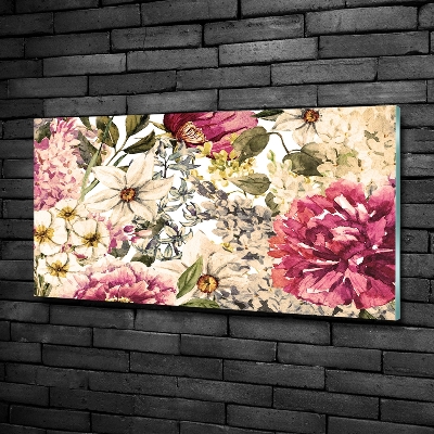 Printed glass wall art Floral pattern