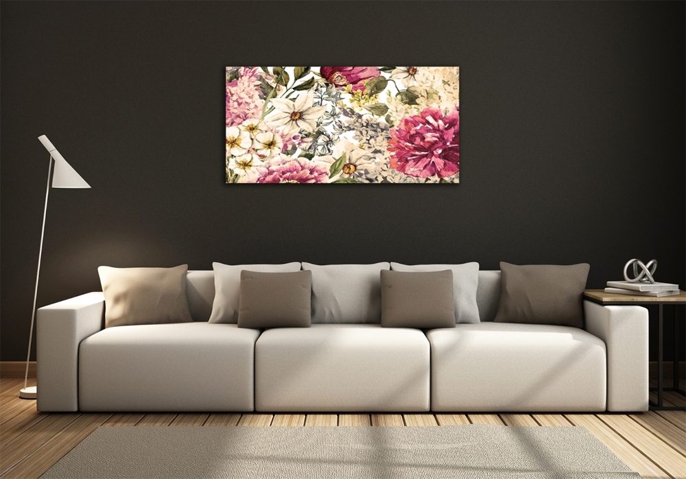 Printed glass wall art Floral pattern