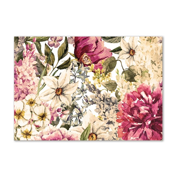 Printed glass wall art Floral pattern