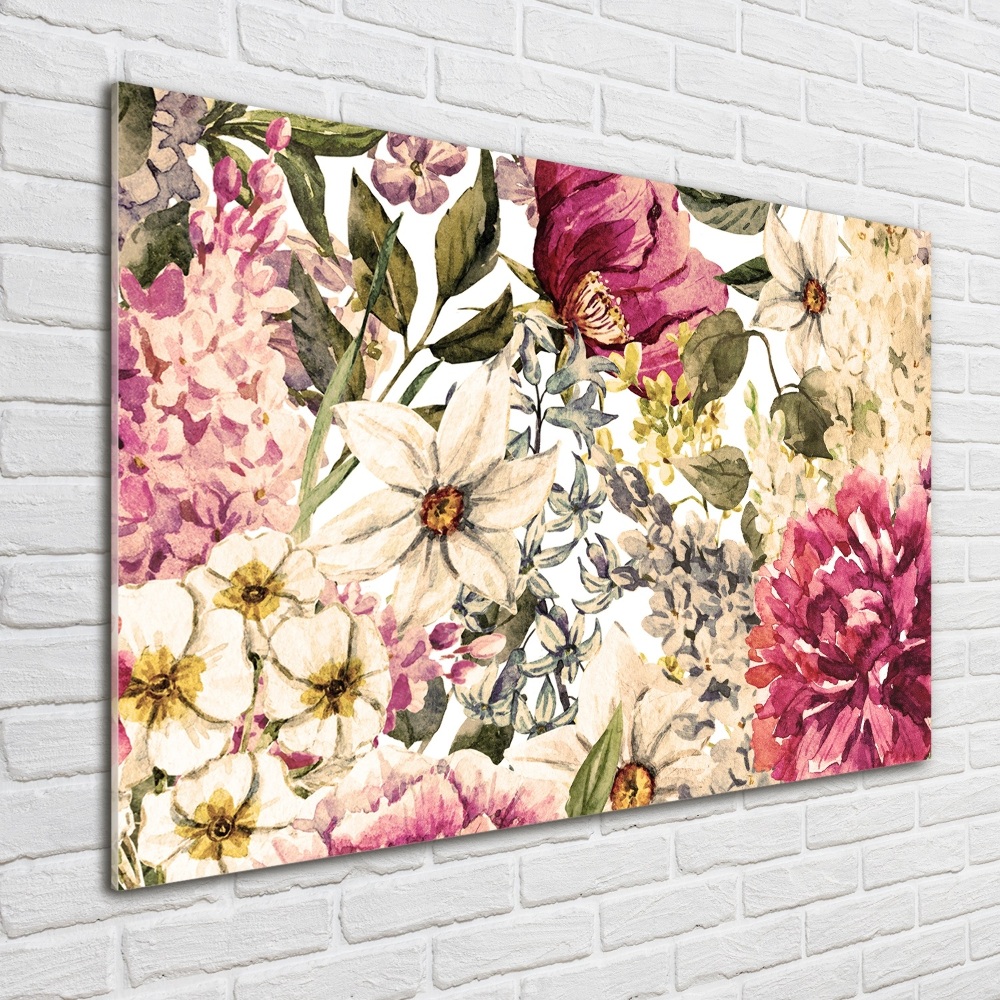 Printed glass wall art Floral pattern