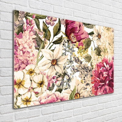 Printed glass wall art Floral pattern