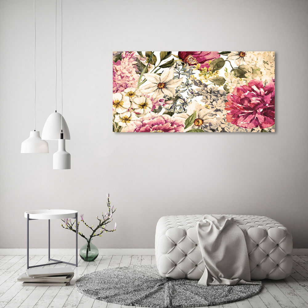 Printed glass wall art Floral pattern